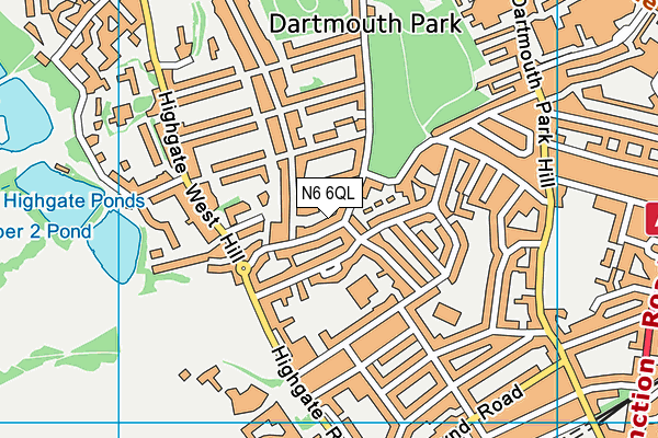 N6 6QL map - OS VectorMap District (Ordnance Survey)
