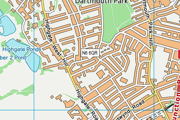 N6 6QR map - OS VectorMap District (Ordnance Survey)