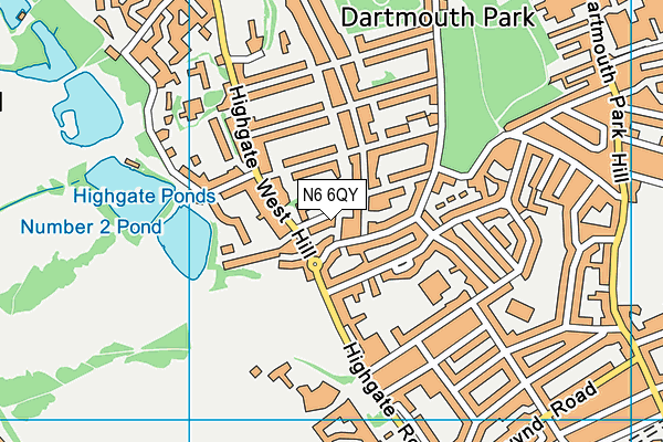 N6 6QY map - OS VectorMap District (Ordnance Survey)