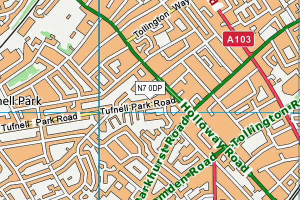 N7 0DP map - OS VectorMap District (Ordnance Survey)