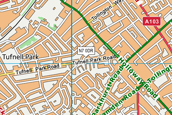 N7 0DR map - OS VectorMap District (Ordnance Survey)