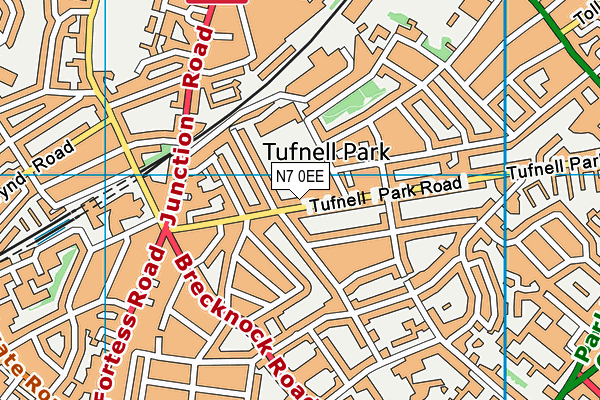 Tufnell Park Playing Fields map (N7 0EE) - OS VectorMap District (Ordnance Survey)