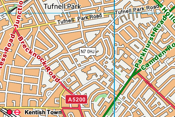 Tufnell Park Primary School map (N7 0HJ) - OS VectorMap District (Ordnance Survey)
