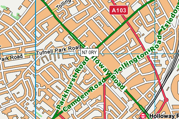 N7 0RY map - OS VectorMap District (Ordnance Survey)