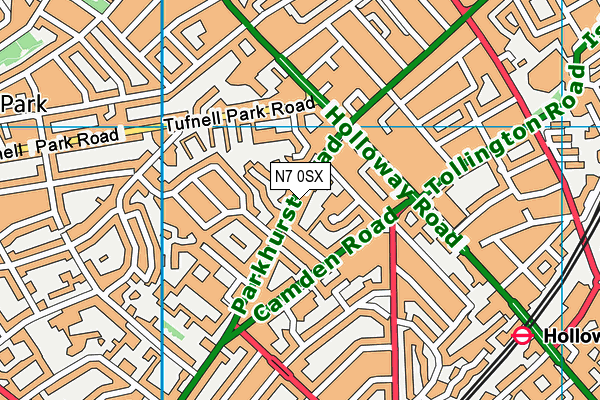 N7 0SX map - OS VectorMap District (Ordnance Survey)