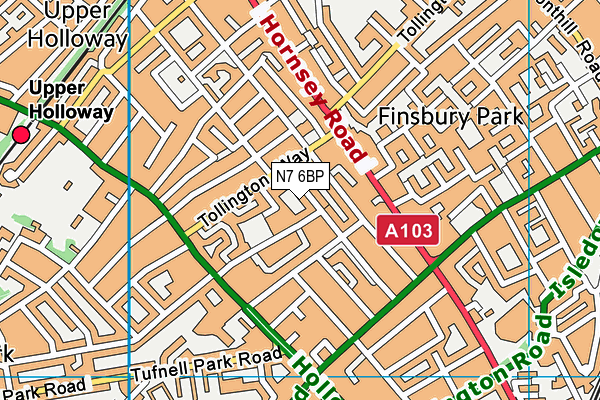 N7 6BP map - OS VectorMap District (Ordnance Survey)