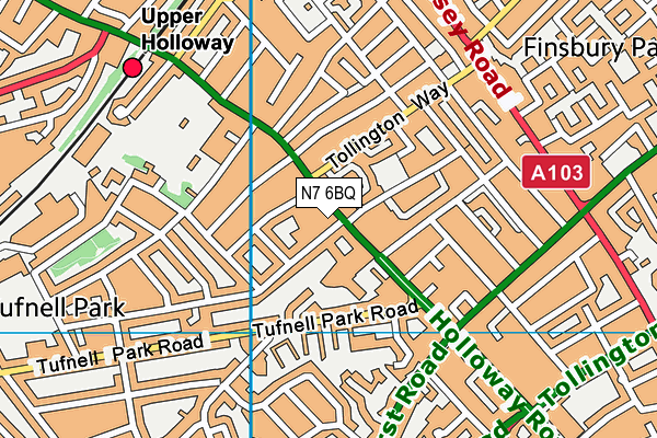 N7 6BQ map - OS VectorMap District (Ordnance Survey)