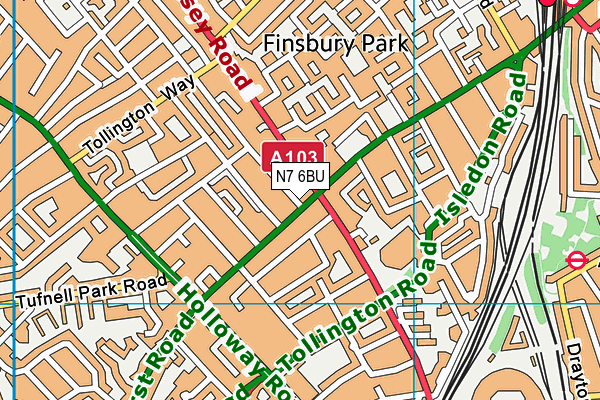 Fitness First Health Club (London Holloway) (Closed) map (N7 6BU) - OS VectorMap District (Ordnance Survey)