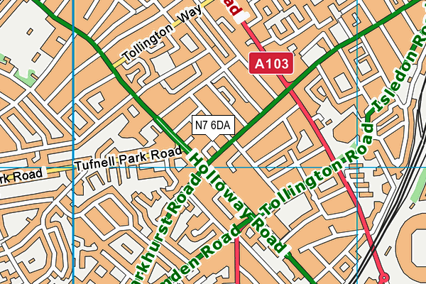 N7 6DA map - OS VectorMap District (Ordnance Survey)