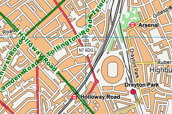 N7 6DG map - OS VectorMap District (Ordnance Survey)