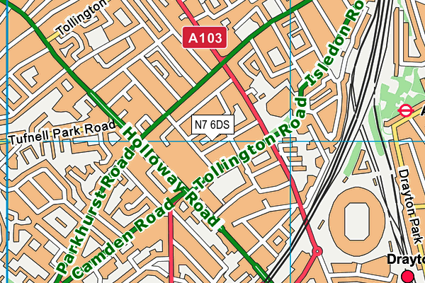 N7 6DS map - OS VectorMap District (Ordnance Survey)