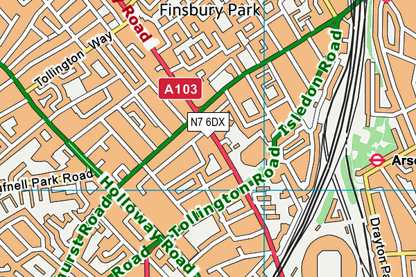 N7 6DX map - OS VectorMap District (Ordnance Survey)