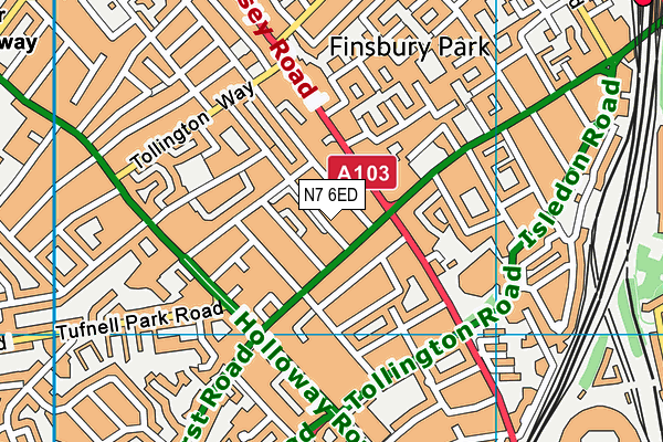 N7 6ED map - OS VectorMap District (Ordnance Survey)