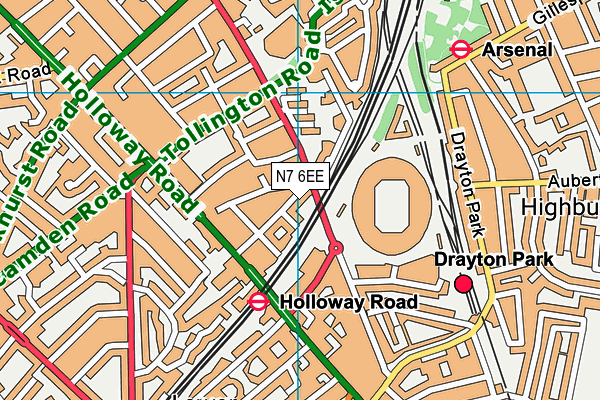 N7 6EE map - OS VectorMap District (Ordnance Survey)