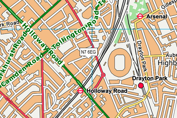 N7 6EG map - OS VectorMap District (Ordnance Survey)