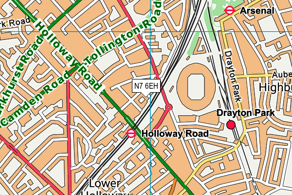 N7 6EH map - OS VectorMap District (Ordnance Survey)