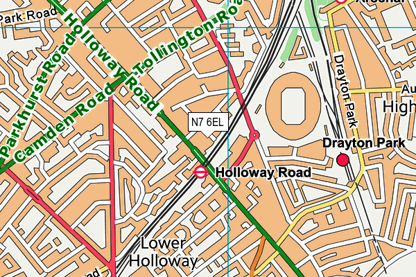 N7 6EL map - OS VectorMap District (Ordnance Survey)