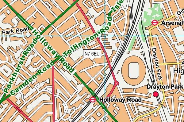 N7 6EU map - OS VectorMap District (Ordnance Survey)