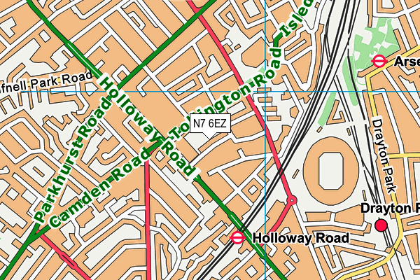 N7 6EZ map - OS VectorMap District (Ordnance Survey)