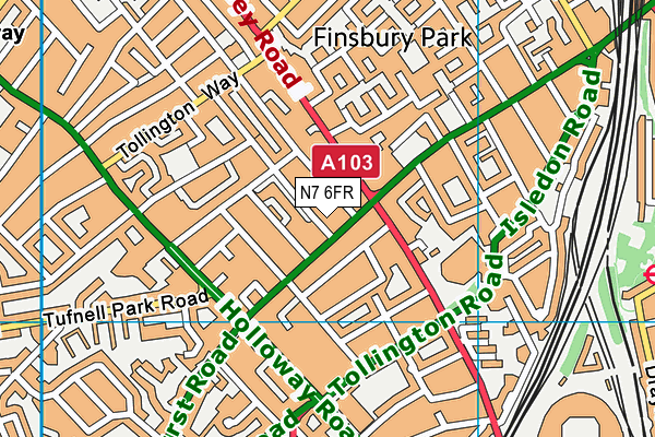 N7 6FR map - OS VectorMap District (Ordnance Survey)