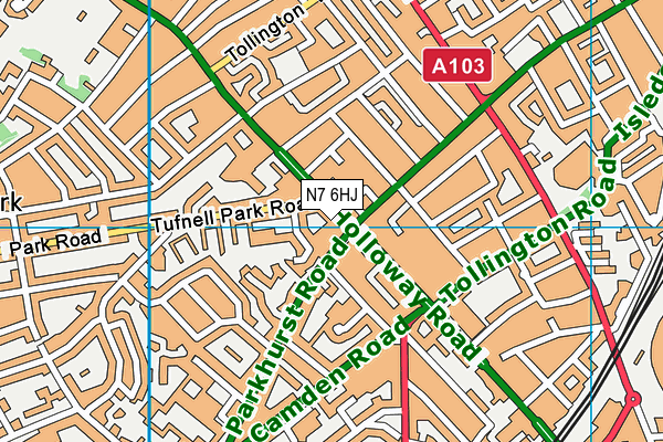 N7 6HJ map - OS VectorMap District (Ordnance Survey)