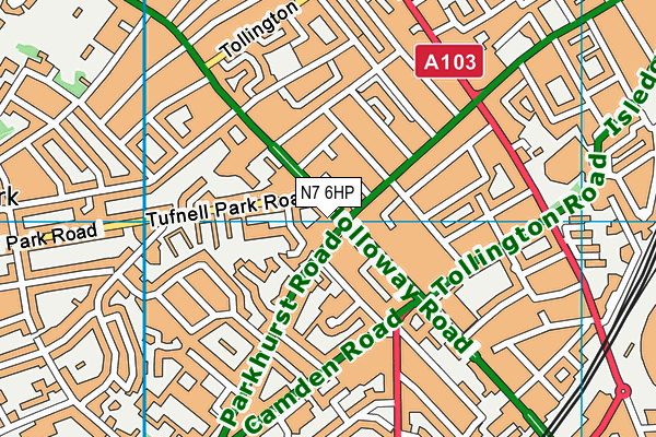 N7 6HP map - OS VectorMap District (Ordnance Survey)