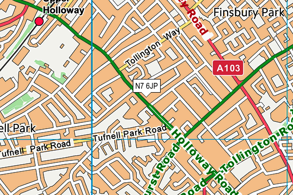 N7 6JP map - OS VectorMap District (Ordnance Survey)