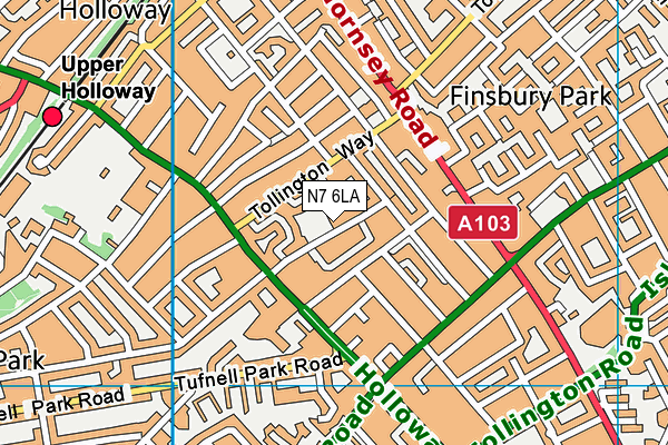 N7 6LA map - OS VectorMap District (Ordnance Survey)