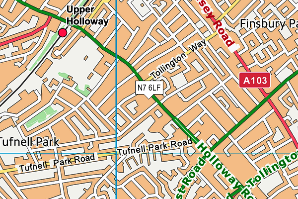 N7 6LF map - OS VectorMap District (Ordnance Survey)