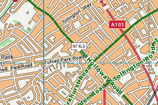 N7 6LS map - OS VectorMap District (Ordnance Survey)