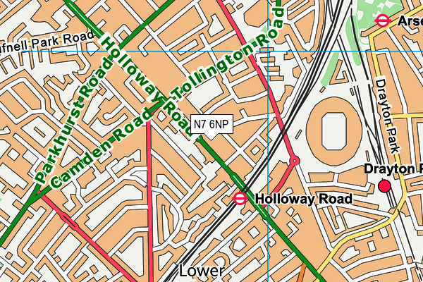 N7 6NP map - OS VectorMap District (Ordnance Survey)