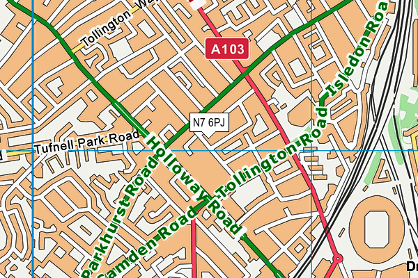 N7 6PJ map - OS VectorMap District (Ordnance Survey)