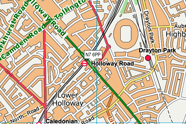 N7 6PP map - OS VectorMap District (Ordnance Survey)