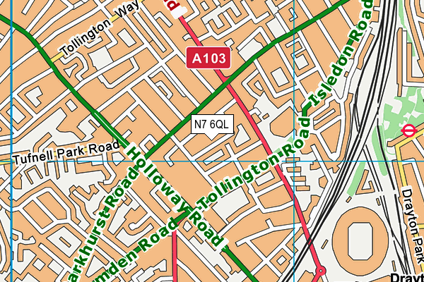 N7 6QL map - OS VectorMap District (Ordnance Survey)