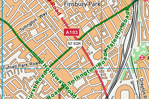 N7 6QR map - OS VectorMap District (Ordnance Survey)