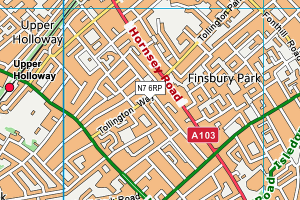 N7 6RP map - OS VectorMap District (Ordnance Survey)