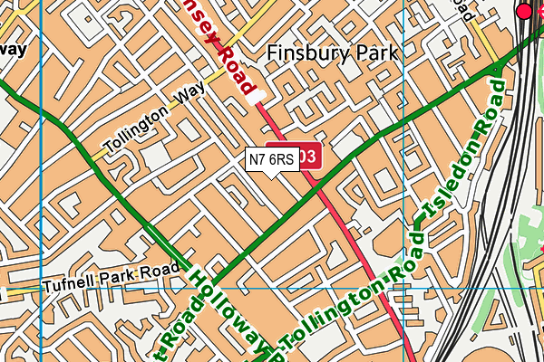 N7 6RS map - OS VectorMap District (Ordnance Survey)