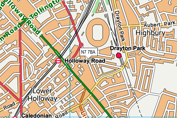Arsenal Fc (Arsenal Hub) map (N7 7BA) - OS VectorMap District (Ordnance Survey)