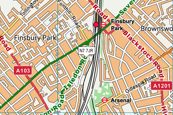 Puregym (London Finsbury Park) map (N7 7JR) - OS VectorMap District (Ordnance Survey)