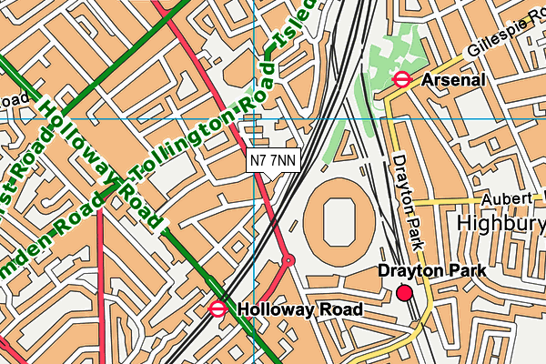 N7 7NN map - OS VectorMap District (Ordnance Survey)