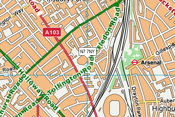 Sobell Leisure Centre (Holloway) map (N7 7NY) - OS VectorMap District (Ordnance Survey)