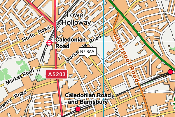 N7 8AA map - OS VectorMap District (Ordnance Survey)