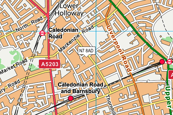 N7 8AD map - OS VectorMap District (Ordnance Survey)