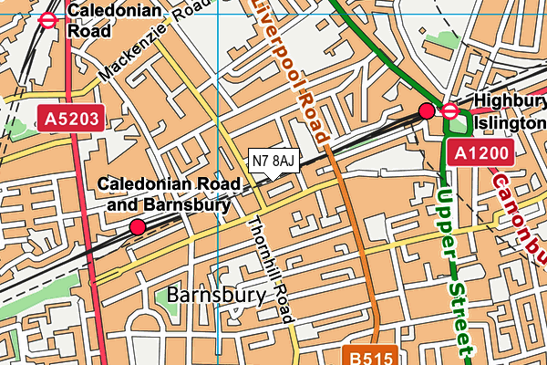 N7 8AJ map - OS VectorMap District (Ordnance Survey)