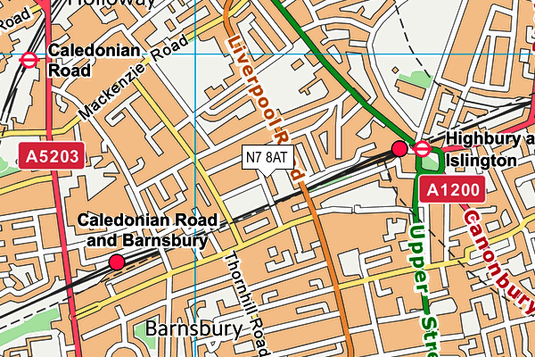 N7 8AT map - OS VectorMap District (Ordnance Survey)