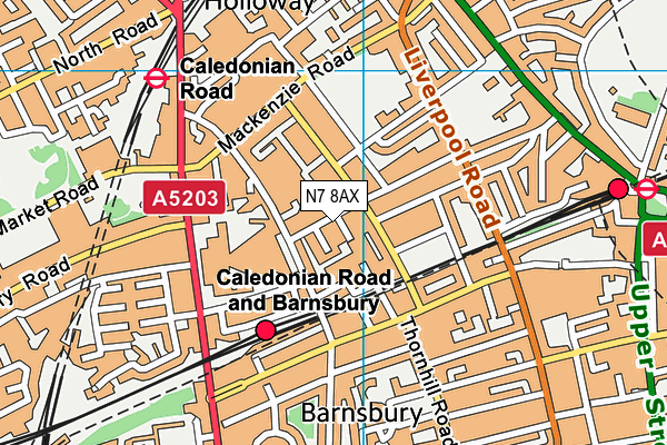 N7 8AX map - OS VectorMap District (Ordnance Survey)