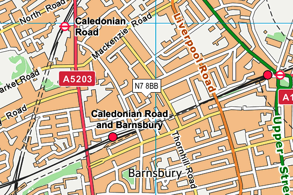 N7 8BB map - OS VectorMap District (Ordnance Survey)