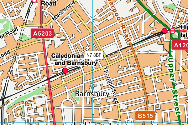 N7 8BF map - OS VectorMap District (Ordnance Survey)