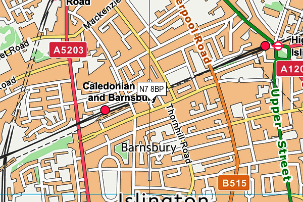 N7 8BP map - OS VectorMap District (Ordnance Survey)
