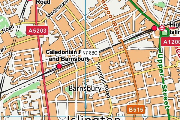 N7 8BQ map - OS VectorMap District (Ordnance Survey)